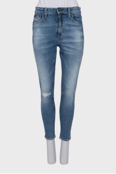 Рвані джинси skinny fit блакитного кольору
