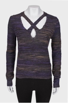 Фиолетовый свитер прямого кроя