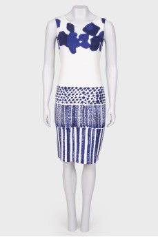 Сукня з абстрактним синім принтом