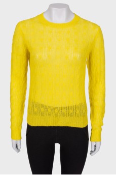 Полупрозрачный желтый свитер с биркой