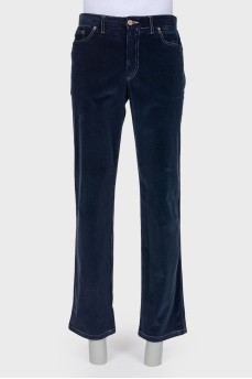 Мужские синие велюровые брюки