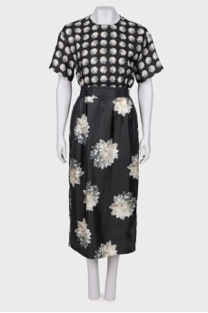 Сукня-міді в квітковий принт хризантеми