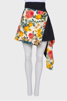 Асимметричная юбка в цветочный принт