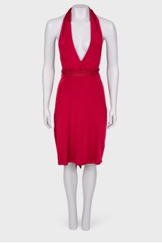 Красное эластичное платье с с биркой