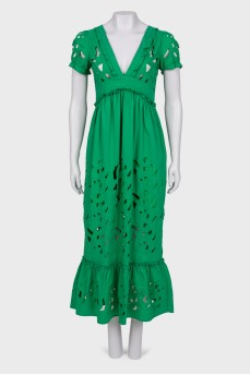 Зелена сукня максі з вирізами