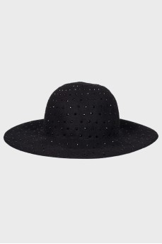 Черная шляпа со стразами