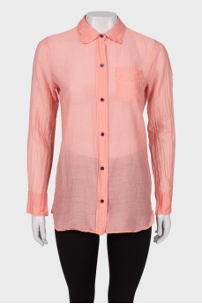 Рожева сорочка з кишенею