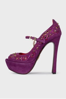 Фіолетові туфлі зі стразами
