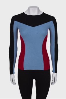 Триколірний светр облягаючого крою