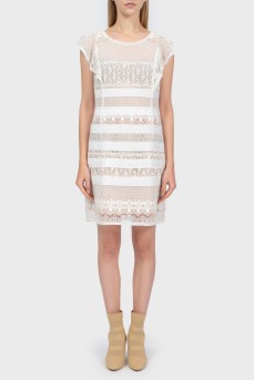 Біла сукня міді з мереживом