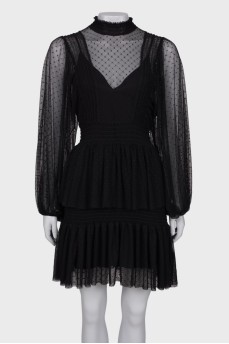 Чорна напівпрозора сукня з воланами