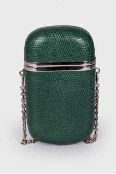 Кожаная зеленая сумка-футляр