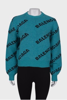 Бирюзовый укороченный свитер
