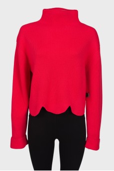 Червоний светр зі спущеним рукавом