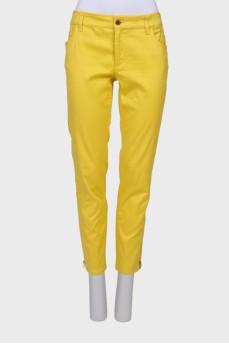 Жовті джинси з блискавкою з боків