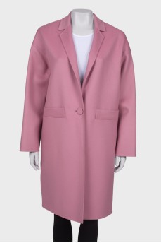 Шерстяное розовое пальто