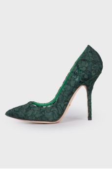 Ажурные зеленые туфли