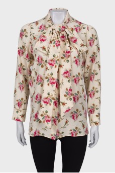 Шовкова блуза в квітковий принт