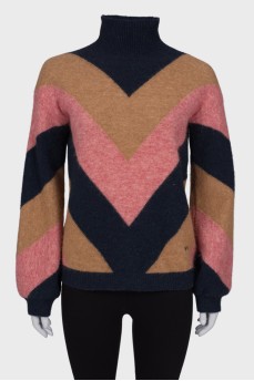 Комбінований светр із високою горловиною