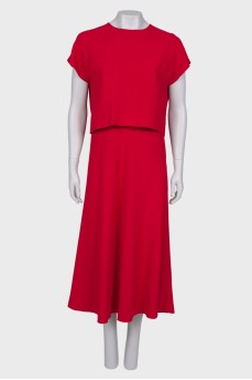 Червона сукня з вшитим кроп-топом