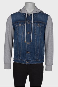 Чоловіча джинсова куртка з текстильними вставками