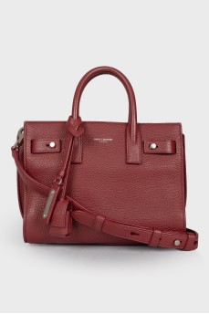 Кожаная сумка цвета бордо