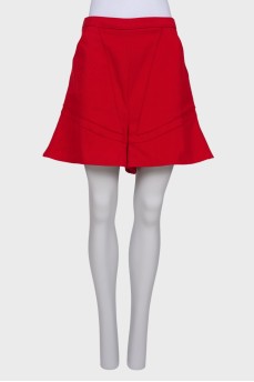 Шерстяная красная юбка-шорты