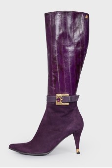 Фиолетовые сапоги с острым носком