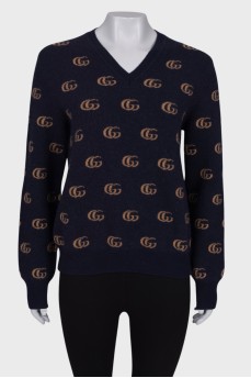 Шерстяной свитер с лого бренда 