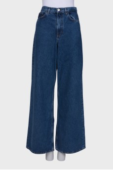 Темно-синие джинсы палаццо 
