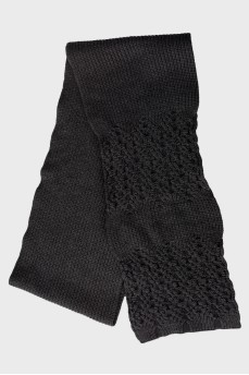 Темно-сірий шарф із вовни мериносу