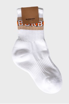 Білі шкарпетки з лого бренду