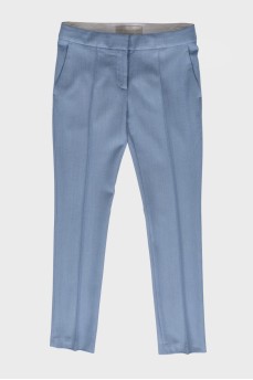 Шерстяные брюки голубого цвета 
