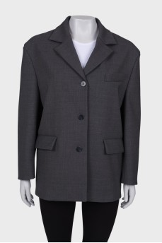 Шерстяной пиджак серого цвета 
