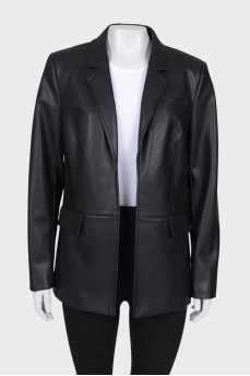 Черный пиджак из еко-кожи 