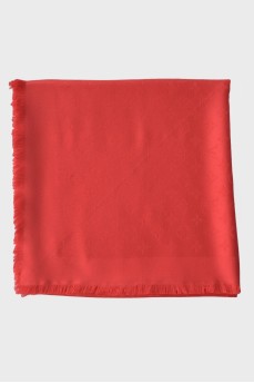 Червоний шарф з шовку та вовни
