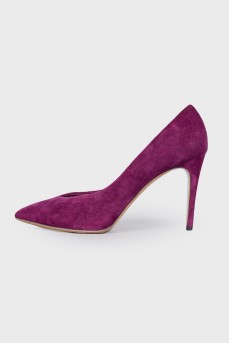Замшевые пурпурные туфли