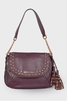 Фиолетовая сумка с золотистой фурнитурой 