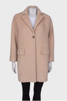 Пудровое пальто из шерсти альпаки