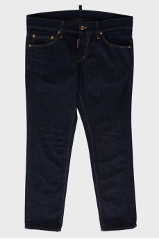 Мужские темно-синие однотонные джинсы