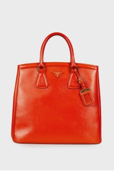 Шкіряна помаранчева сумка