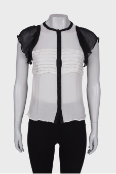 Чорно-біла напівпрозора блузка