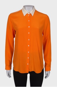 Двухцветная шелковая блуза