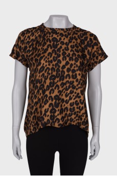 Леопардовая футболка с кожаными завязками