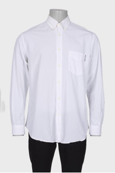 Мужская белая рубашка с карманом
