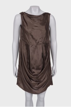 Темно-коричнева сукня з драпіруванням