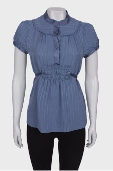 Сиренево-синяя блуза с коротким рукавом 