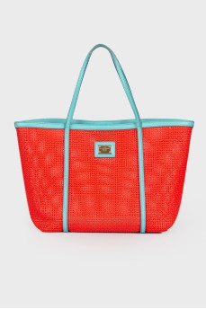 Плетенная комбинированная сумка 