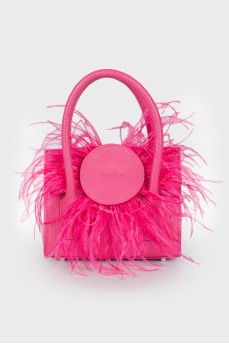 Рожева міні сумка з пір'ям