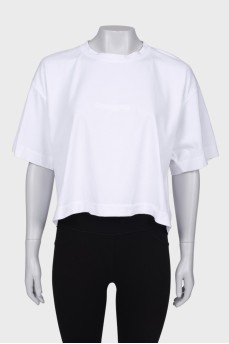 Белая футболка с тиснением лого бренда